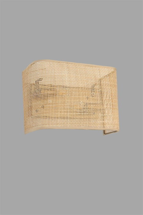 Opviq Lámpara de Pared Rectangular con Tapa de Bambú Trenzado Beige